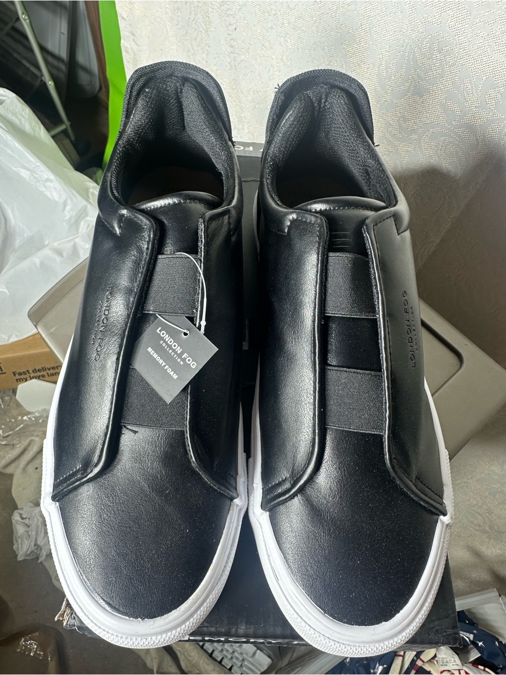 London Fog Francis Low Slip On US Mens Sz 12M Black Sneakers Casual Shoes